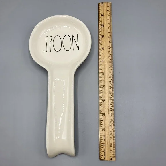 Rae Dunn Spoon Rest Artisan Collection Magenta Ceramic Ivory Kitchen Decor 10" - Picture 2 of 11